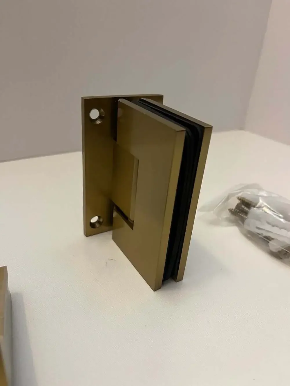 AatrixQuayn 90° Glass Shower Door Hinges Wall Mount Brushed Gold 2 Pack